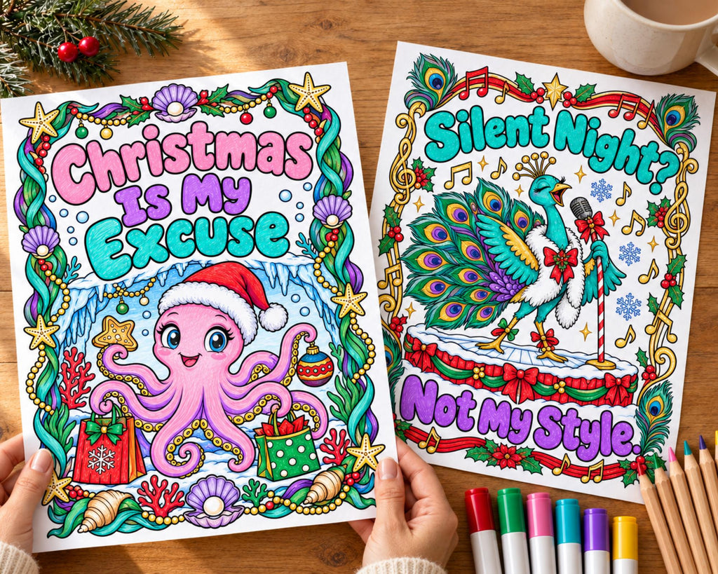 Sassy Christmas Coloring Pages Set 1 2