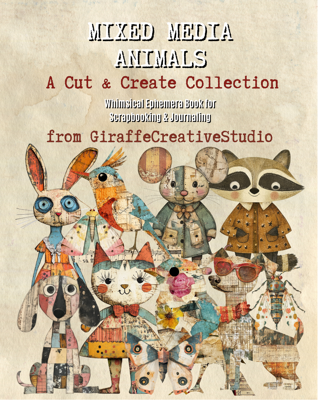 Mixed Media Animals Cut & Collage Book